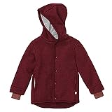 Disana WALK-JACKE, 100% Bio-Merinowolle GOTS, IVN Best | mit Kapuze | Baby Kleinkind Kind Unisex | Made in Germany | Cassis Gr. 134-140