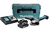 Makita DGA 452 RTJ Akku Winkelschleifer 18 V 115 mm + 2X Akku 5,0 Ah + Ladegerät + Makpac