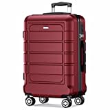 SHOWKOO Koffer Groß Hartschale Leicht Reisekoffer ABS+PC Erweiterbar Haltbar Trolley Handgepäck Große Kapazität mit 4 Rollen und TSA Schloss, XL -Rot