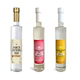 Schnaps-Trio Original Sepp Bumsinger's Arschlecken 350 Williamsbirne, Marille und Himbeere- Obstler, Obstbrand je 0,5 Liter 35-36% vol.