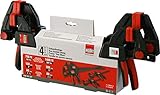 BESSEY Einhandzwingen-SET EZM-EZL-SET, 2x EZM15-6 und 2x EZL30-8, Einhandbedienung ohne Kraftaufwand, Ergonomisch geformter Griff, Gewicht 2 Kg