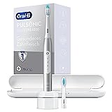 Oral-B Pulsonic Slim Luxe 4500 Elektrische Schallzahnbürste/Electric Toothbrush, 2 Aufsteckbürsten, 3 Putzmodi für Zahnpflege + gesundes Zahnfleisch, Reiseetui, Designed by Braun, Platinum