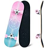 Skateboard, 31 x 8 Zoll komplettes Skateboard,8-lagiges Ahornholz, ABEC-11 Kugellager und 95A Rollen,Standard-Skateboards für Kinder, Jugendliche, Erwachsene, Anfänger