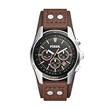 Fossil Coachman uhr für Herren, Chronographenwerk mit Edelstahl- oder Lederarmband, Schwarz, 44MM