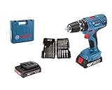 Bosch Professional 18V System Akku Schlagbohrschrauber GSB 18V-21 (inkl. 2x 2.0Ah Akku, 40tlg. Zubehör Set, L-BOXX) - Amazon Exclusive Set Set