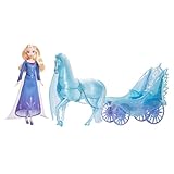 Mattel Disney Die Eiskönigin Elsa Modepuppe mit abnehmbarem Kleid und Schuhen, mystischem Nokk in Pferdeform und Abenteuer-Kutsche, inspiriert von Die Eiskönigin: Winterfest“, JBG56