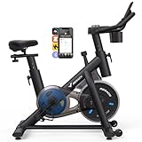 MERACH Heimtrainer Fahrrad, Leises Hometrainer Fahrrad mit Verbessertem LCD-Monitor, Spinning Bike Indoor mit Verstellbarem Widerstand für Kardio-Training zu Hause, Mit Eigener App, Bis 122 KG