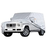 Autoabdeckung Kompatibel mit Mercedes Benz G-Klasse AMG G63 AMG G55 AMG G500, Autoabdeckung PKW Abdeckplane Autogarage winddichter Wasserdicht Autoabdeckungen Komplette Autoabdeckunge Silber