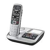 Gigaset E560A - Schnurloses Senioren DECT-Telefon - Mobilteil mit Anrufbeantworter - Farb-Display - Freisprechfunktion, Grosse Tasten, Telefon mit SOS Taste, Analog Telefon, platin [Deutsche Version]