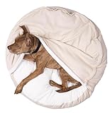 Lous® Flauschiges Hundebett, Hundehöhle, waschbar, große Hunde, kleine Hunde und Katzen, Katzenbett, abnehmbare Decke (XXL Beige ca.114cm Ø)