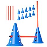 ANISKILLS® - Premium Agility Set - 10 Blaue Kegel 30,5cm hoch, 5 orangene Stangen 80cm lang - Flexibles Koordinationstraining - Hunde Parcour und Hürden Set - Agility Set - deutsches Unternehmen