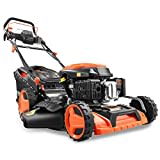 FUXTEC 4in1 Benzin Rasenmäher FX-RM5196eSPRO mit E-Start und regulierbarem Selbstantrieb, Gartenmäher inkl. Frontstoßstange, 51 cm Schnittbreite, kugelgelagerte Big Wheel Räder, 60L Grasfangkorb