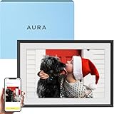 Aura Carver Intelligenter digitaler Bilderrahmen 10,1 Zoll HD WLAN Cloud Digitaler Fotorahmen, Kostenloser unbegrenzter Speicherplatz, Fotos von überall aus senden – Gravel with White Mat