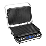 Ultratec 2in1 Kontaktgrill und Tischgrill in einem, 6 Automatikprogramme, separat beheizbare Grillplatten, farbige Anzeige des Grillprozesses, wechselbare Grillplatten