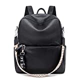 Suweir Rucksack Damen Klein - 2 in 1 Rucksacktasche Leder PU Schultertasche Schulrucksack Wasserdicht Lederrucksack Anti Diebstahl Tagesrucksack für Reisen, Arbeit, Schule (Schwarz)