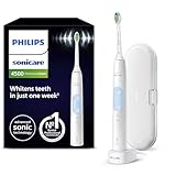 Philips Sonicare ProtectiveClean 4500 elektrische Zahnbürste, Schallzahnbürste mit 2 Putzmodi, Clean und White, Drucksensor, Timer und Reiseetui, Weiß, Modell HX6839/28