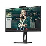 AOC Q27P3CW - 27 Zoll QHD Monitor, 2 MP Webcam, höhenverstellbar, Lautsprecher (2560x1440, 75 Hz, HDMI, DisplayPort (in/Out), USB-C (65W PD), RJ45, USB Hub) schwarz