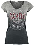 AC/DC Let There be Rock Frauen T-Shirt grau/dunkelgrau M 100% Baumwolle Band-Merch, Bands