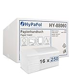 Hypafol Papierhandtücher 4000 Blatt | weiß | 2-lagig, 24x21 cm | praktischer V-Falz für Handtuchspender in Toiletten, Büros, Praxen & Studios