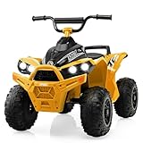 DREAMADE Kinderquad ATV, 12V Elektroquad mit LED-Lichtern, Hupe, Musik & Ladegerät, 2,15-4,3 km/h, Elektrofahrzeug für Kinder 3-8 Jahre, bis 35kg (Gelb)