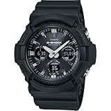 Casio Herren Solar Armbanduhr, 52.00mm GehäusegröÃŸe mit schwarz analog/digital Zifferblatt und schwarz Rubber Strap Armband GAW-100B-1AER