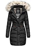 Navahoo Damen Winter Jacke Stepp Parka Mantel Winterjacke warm gefüttert Kunstpelz PAULA XS-XXL (Schwarz, M)