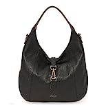 edle Damen Handtasche Sina Jo Dollora Beuteltasche Leder in schwarz