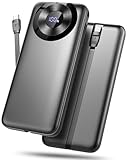 Power Bank 10000mAh, Powerbank USB-C Input & Output Klein Aber Stark mit Kabel, Externer Akku Schnellladefunktion (3.0A) Externer Handyakkus Kompatibel mit iPhone 16 15 14 13 X Pro Samsung Galaxy usw