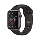 Apple Watch Series 5 (GPS + Zellular, 44MM) Aluminiumgehäuse Space Grau mit Schwarz Sportarmband (Generalüberholt)