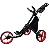 CaddyTek EZ Tour Quickfold Deluxe 3-Rad Golftrolley Golfcaddy faltbar komplett mit Kühltasche - Modell 2020 - Qualität vom Deutschen Fachhändler (schwarz-rot)