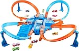 Hot Wheels DTN42 - Trackset, mit Rampen, Kreuzungen und Looping, Parkplätzen, + 1 Fahrzeug