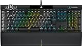 Corsair K100 RGB Gaming-Tastatur (Optische Switches, mechanisch, OPX: ultraschnell und linear, Tasten mit doppelter PBT-Einspritzung, Elgato Stream Deck) AZERTY, schwarz