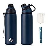 Fjbottle Edelstahl Trinkflasche Sport mit Magnetischem Deckel 1L, 800ml, 600ml, 400ml BPA-Frei Auslaufsichere Kinder Flasche - Kohlensäure geeignet 1500ML Wasserflasche Thermo für Schule, Fitness