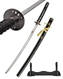 Katana Schwert echt Matell Inspiriert von Kill Bill Samurai aus Stahl Nicht scharf inklusive Schwertständer zur Dekoration für einen Sammler oder als Geschenk HKS114D