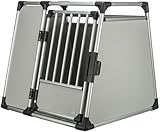 TRIXIE Hunde-Transportbox, Aluminium, XL: 94 × 87 × 93 cm, hellgrau/silber, gute Sicht durch die Heckscheibe, mit Klettleiste am Boden, extra stabil, sicher, geräuscharm - 39346