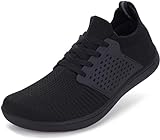 WHITIN Barfußschuhe Herren Damen Barfuß Barfuss Schuhe Breite Weit Barfussschuhe Knit Barefoot Shoes Men Sneaker Traillaufschuhe Fitnessschuhe Gym Schwarz 43 EU