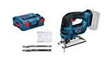 Bosch Professional 18V System Akku Stichsäge GST 18V-LI B (Bügelversion, Schnitttiefe in Holz/Alu/Metall: 120/20/8 mm, 3 Stichsägeblätter, Spanreißschutz, ohne Akku/ Ladegerät, in L-BOXX)