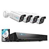 Reolink 4K Überwachungskamera Aussen Set, 8CH Videoüberwachung mit 4X 8MP PoE IP Kamera und 2TB HDD NVR für 24/7 Aufnahme Innen Outdoor, Personenerkennung und Fahrzeugerkennung, IP66, RLK8-800B4