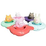 Tomy Toomies Peppa's Pool Party - 5 verbindende Ringbecher mit 5 Peppa Pig & Friends Water Squirter Babyspielzeug – Badewannenspielzeug +18 Monate - Baby Badespielzeug & Planschbecken Spielzeug