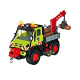 Dickie Toys - Unimog Holztransporter - mit elektrischer Seilwinde und Kranarm mit Joystick-Steuerung, mit Sound und Licht, für Kinder ab 3 Jahren, Mehrfarbig