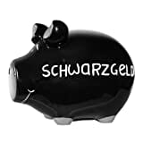 KCG Spardose Schwein Schwarzgeld Keramik schwarz mittel