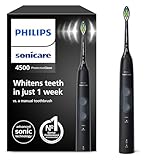 Philips Sonicare ProtectiveClean 4500 elektrische Zahnbürste, Schallzahnbürste mit 2 Putzmodi, Clean und White, Drucksensor, Timer, Schwarz, Modell HX6830/44