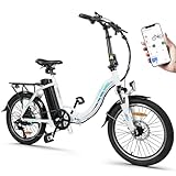 KAISDA E-Bike Klapprad 20“ Elektrofahrrad, Aluminium, mit 250w Motor 36V 13Ah Li-Ion Akku, Reichweite bis zu 100km, 7 Gang, E-citybike, 22kg (White)