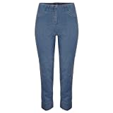 Robell Style BELLA09 – Bequeme, Denim Power Stretch 7/8 Jeans, Gerade geschnittenes Bein mit Aufschlag und Gesässtaschen Farbe Denimblue Größe 44