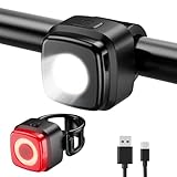 OnMeto Fahrradlicht Set,IPX5 Wasserdicht Frontfahrrad Lampe Rücklicht Fahrrad licht Set,USB Typ-C Wiederaufladbares Fahrradleuchten Set für Fahrrad