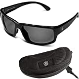 LMAB schwimmende Polbrille, Polarisationsbrille Angeln, Modell Iris, mit Etui und Tasche (Matte Black/Grey)