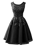 Beyonddress Damen Abendkleider Mit Applikationen Elegant Ballkleid Brautjungfernkleider Kurz Partykleid(schwarz,44)