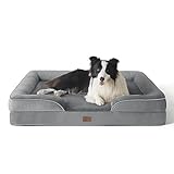 BEDSURE orthopädisches Hundebett Ergonomisches Hundesofa - 89x63 cm Hundecouch mit eierförmiger Kistenschaum für mittlere Hunde, waschbar rutschfest Hundebetten, grau