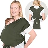 KeaBabies Tragetuch Baby Neugeboren - D-Lite Elastisches Baby Tragetuch Neugeborene, Einfach Anzuziehen Babytrage Neugeborene Ab Geburt, Ring-Trage Babytragetuch Ohne Binden (Forest)