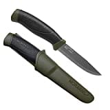 Morakniv,M11827,Companion AA8Messer mitEdelstahlklinge, abrutschfestem Griffin Olive-schwarz und Messerholster mitGürtelclip, Grün